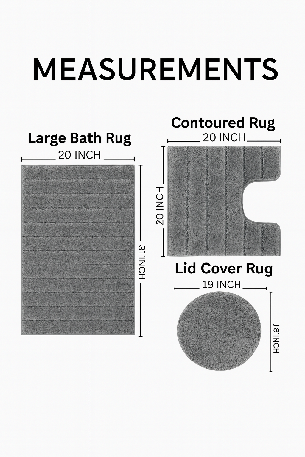 FonteLusso 3-Piece Bath Rug Set – Plush, Slip-Resistant, Machine Washable