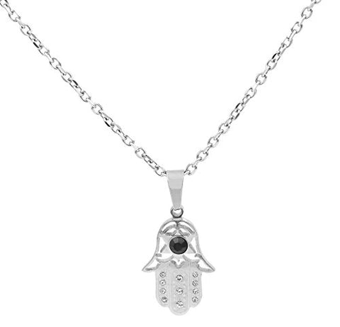 Ben and Jonah Stainless Steel Hamsa Evil Eye Women's Pendant With 18 inch  Link Necklace
