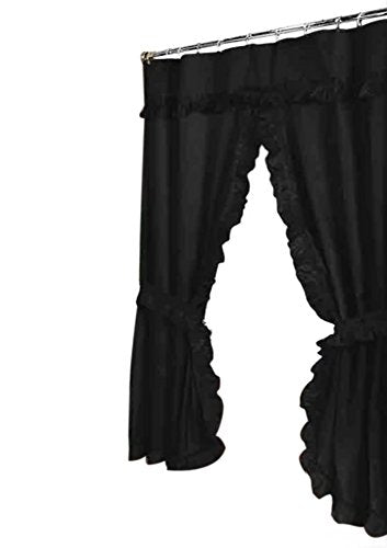 Park Avenue Deluxe Collection inch Lauren inch Double Swag Shower Curtain Black