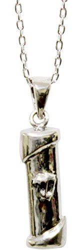 Sterling Silver Mezuzah Amulet - Chain 18 inch Pendant - 1/4 inch W x 1/4 inch H