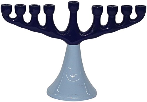 Lamp Lighters Ultimate Judaica Aluminium Menorah 2 Tone Blue 6 inch H