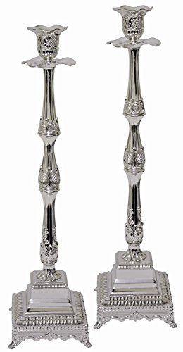 5th Avenue Collection Silver Plated Candle Sticks - 18 inch H