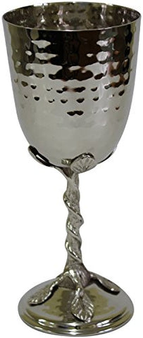 Kiddush Cup Hammered With Silver Leaf  7 inch H