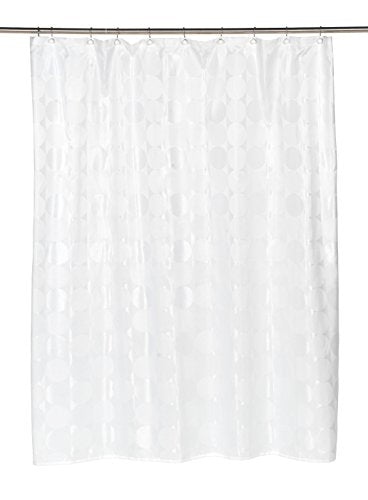 Royal Bath Collection Circle Line Fabric Shower Curtain 70 inch x 72 inch (White)