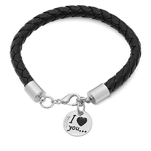 Metallic Alloy inch I Love You inch Bracelet with Swarovski Elements