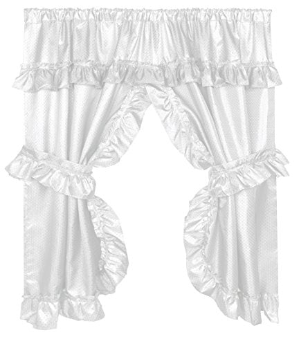 Royal Bath Double Swag Diamond Piqued PEVA non-Toxic Bathroom Window Curtain (70 inch x 45 inch ) - White