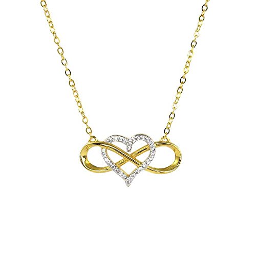 Ben and Jonah Infinite Love Heart With CZs 925 Sterling Silver Necklace 18.25 inch (16.25 inch + 2 inch Extension)