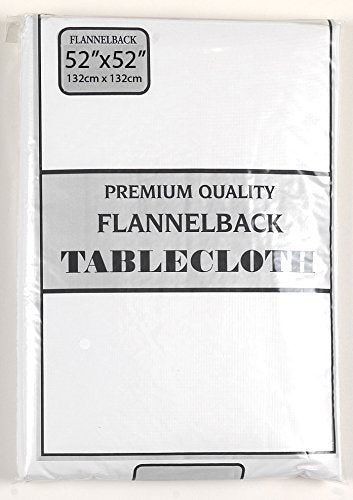 Simple Elegance by Bon Appetit Solid Color Vinyl Tablecloth with Polyester Flannel Backing - White Square (52 inch x 52 inch )