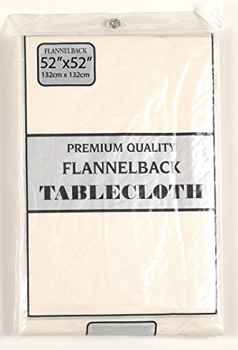 Simple Elegance by Bon Appetit Solid Color Vinyl Tablecloth with Polyester Flannel Backing - Ivory Rectangle (52 inch x 90 inch )