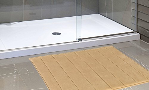 Royal Bath Collection Luxurious Memory Foam Solid Color Medium (17 inch x 24 inch ) Bath Mat with Anti-Slip Latex Backing (Linen)