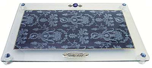 Ultimate Judaica Challah Tray On Legs Applique - Blue - 15 inch W X 10 inch L