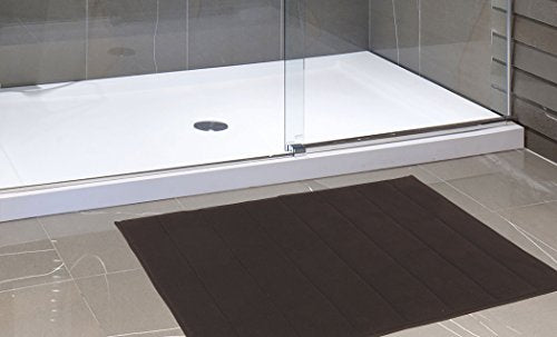 Royal Bath Collection Luxurious Memory Foam Solid Color Medium (17 inch x 24 inch ) Bath Mat with Anti-Slip Latex Backing (Brown)