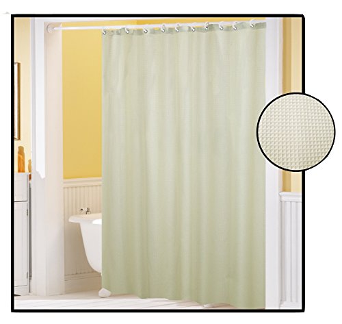 Royal Bath Waffle Weave Textured Fabric Shower Curtain with Metal Grommets (70 inch x 72 inch ) - Ivory
