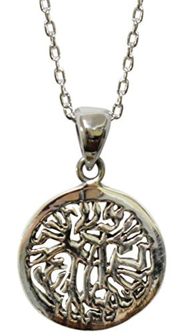 Silver Circle Shemah Amulet - Chain 18 inch  - Pendant 5/8'W x x1/2 inch H