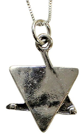 Silver Chai & Star Of David Necklace - Chain 18 inch  Pendant 5/8 inch  H 5/8 inch  W