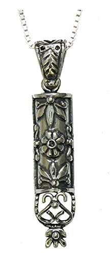 Silver Necklace With Mezuzah Pendant - Chain 19 inch Pendant 5/8 inch W X 1 1/8 inch H