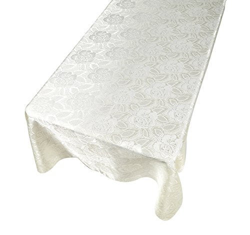 Park Avenue Deluxe Collection Park Avenue Deluxe Collection inch Rose Damask inch 60 inch x108 inch Fabric Tablecloth in Ivory