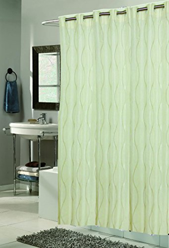 Royal Bath Easy On No Hooks Needed Extra Wide (108 inch x 72 inch ) Fabric Shower Curtain with Built in Hooks - Bristol