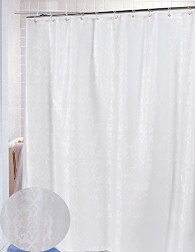 BenandJonah Collection Fabric Shower Curtain 70 x 72 inch Damask Ivory
