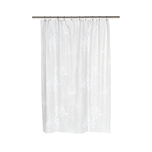 Park Avenue Deluxe Collection inch Cologne inch Fabric Shower Curtain with Poly Taffeta Flocking in White/Spa Blue