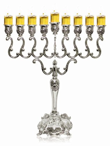 Lamp Lighters Ultimate Judaica Menorah Silver Plated 14 inch