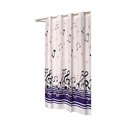 Park Avenue Deluxe Collection Park Avenue Deluxe Collection Extra Long EZ-ON? inch Blue Note inch Polyester Shower Curtain