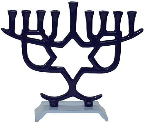 Lamp Lighters Ultimate Judaica Menorah Star 2 Tone Blue 8.5 inch H