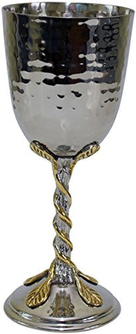 Kiddush Cup Hammered With Silver/Gold Leaf  7 inch H