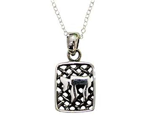 Silver Chai Necklace - Chain 18 inch Pendant 3/8 inch W 1/2 inch H