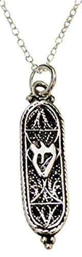 Silver Mezuzah Necklace - Chain 18 inch Pendant 7/8 inch H 3/8 inch W