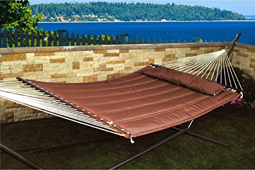 Patio Bliss Hammock Quilted with Pillow with inch S inch Stitch - Cocoa Brown