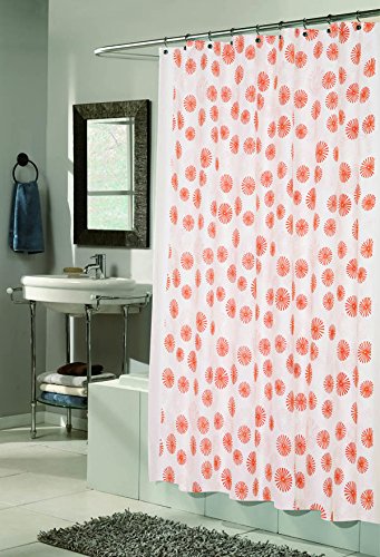 BenandJonah Collection Fabric Shower Curtain 70 x 72 inch Vienna Tangerine/Ivory