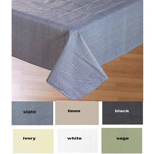 Buon Appetito Collection Solid Color Vinyl Tablecloth with Polyester Flannel Backing - Linen Rectangle (52 inch x 70 inch )