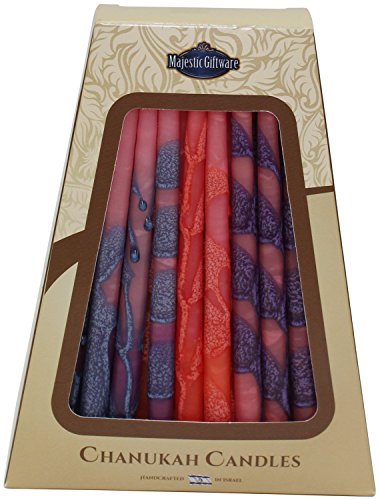 Lamp Lighters Ultimate Judaica Safed Chanukah Candles - 45 Pack -Pink/Blue/Orange/Purple- 6 inch