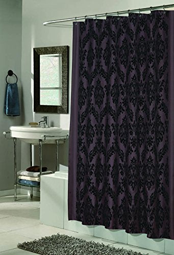 BenandJonah Collection Fabric Shower Curtain 70 x 72 inch Regal Black/Brown