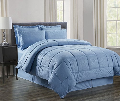 Ben&Jonah Queen Size 8 Piece Vine Down Alternative Bed N Bag (86 inch x 86 inch ) - Slate Blue