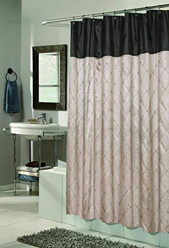 BenandJonah Collection Fabric Shower Curtain 70 x 72 inch Diamond Design Balmoral Brown/Ivory
