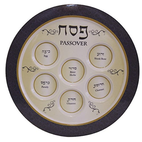 Ben and Jonah Melamine Blue Seder Plate Round-12 inch D