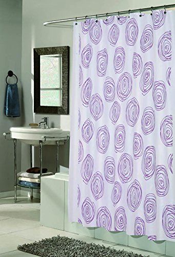 BenandJonah Collection Fabric Shower Curtain 70 x 72 inch Rose Design Magenta/White