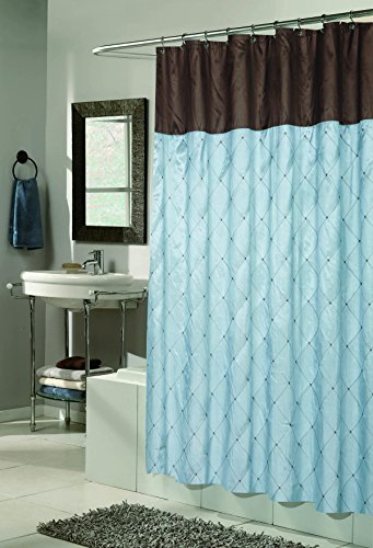 BenandJonah Collection Fabric Shower Curtain 70 x 72 inch Diamond Design Balmoral Black/Taupe