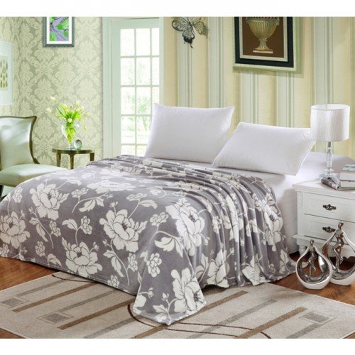Ben&Jonah Designer Plush Full Madison Micro Fleece Jacquard Blanket -Grey