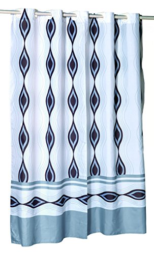 Royal Bath Easy On (No Hooks Needed) Fabric Shower Curtain (70 inch x 72 inch ) with Built in Hooks - Harlequin