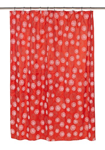 BenandJonah Collection Fabric Shower Curtain 70 x 72 inch Vienna White/Red