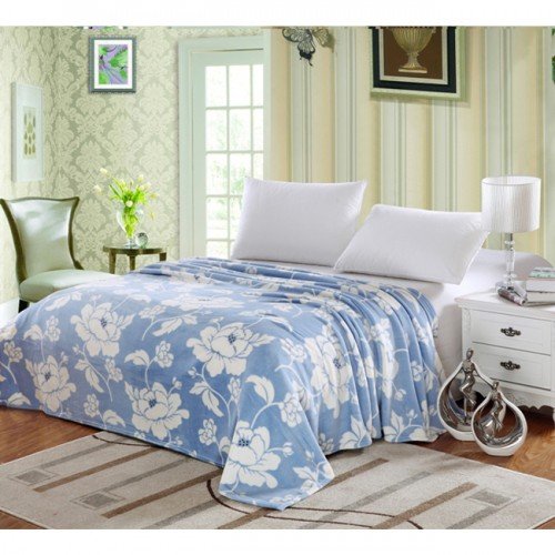 Ben&Jonah Designer Plush King Madison Micro Fleece Jacquard Blanket -Blue