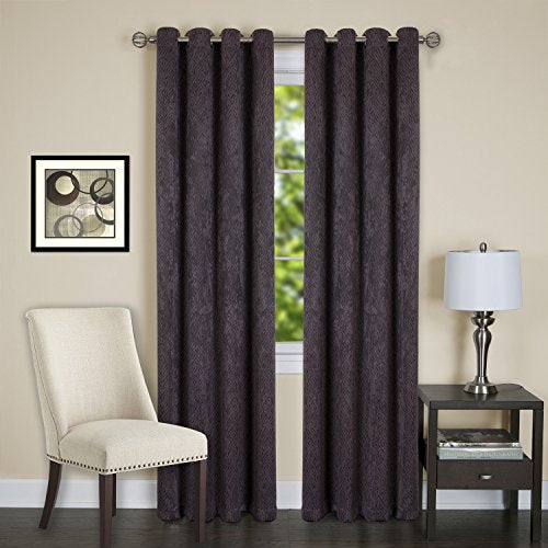 Lorraine Room Darkening Energy Efficient Blackout Curtain Panel (52 inch x 84 inch ) with 8 Grommets - Chocolate