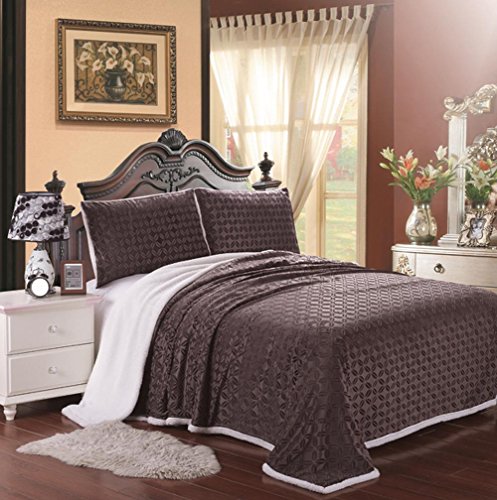 Cozy Home Ultra Soft Reversible Queen Blanket with Sherpa Lining - Chocolate