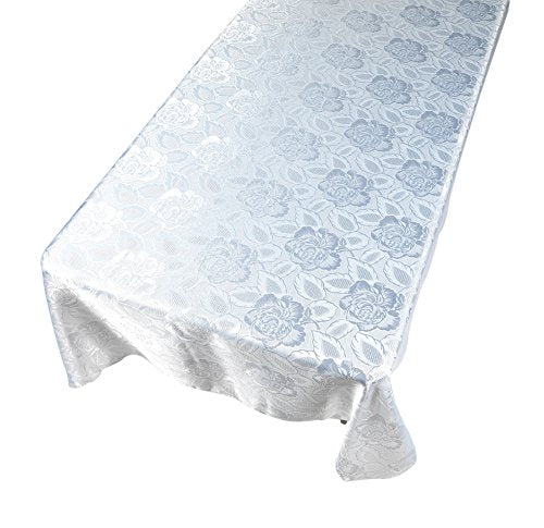 Park Avenue Deluxe Collection Park Avenue Deluxe Collection inch Rose Damask inch 60 inch x84 inch Fabric Tablecloth in White