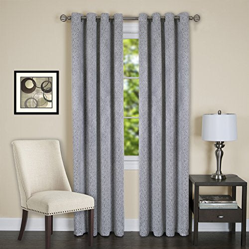 Lorraine Set of 2 Room Darkening Energy Efficient Blackout Curtain Panels (52 inch x 84 inch ) with 8 Grommets - Silver