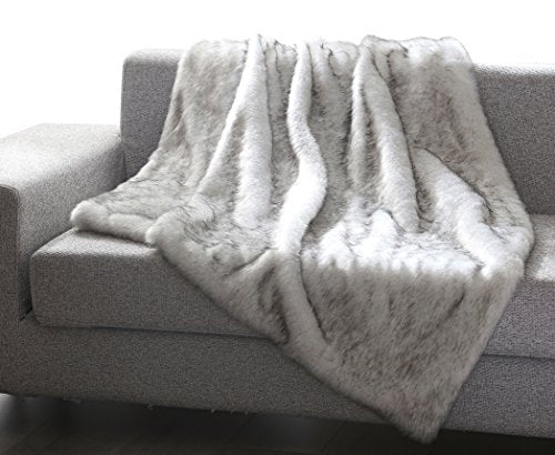 Into the Wild Heavy Faux Fur Throw Blanket (50 inch x 60 inch ) - Grey Wolf