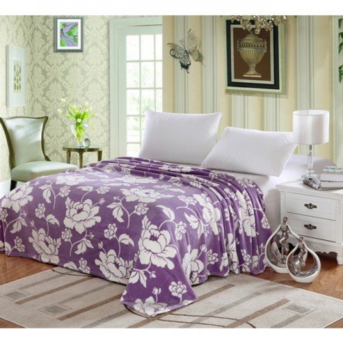 Ben&Jonah Designer Plush King Madison Micro Fleece Jacquard Blanket -Purple